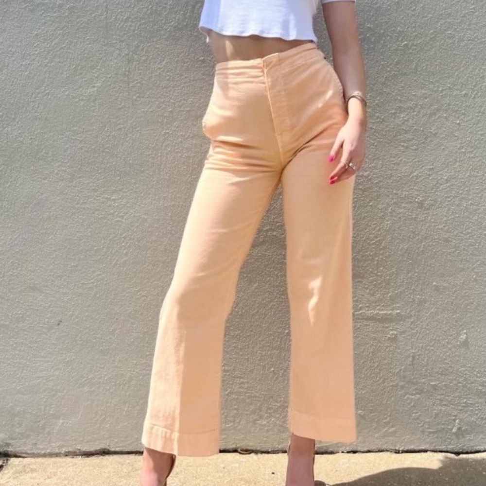 MOTHER Peach Wide Leg Pants
The Cinch Greaser”Mother denim pants in peach/orange